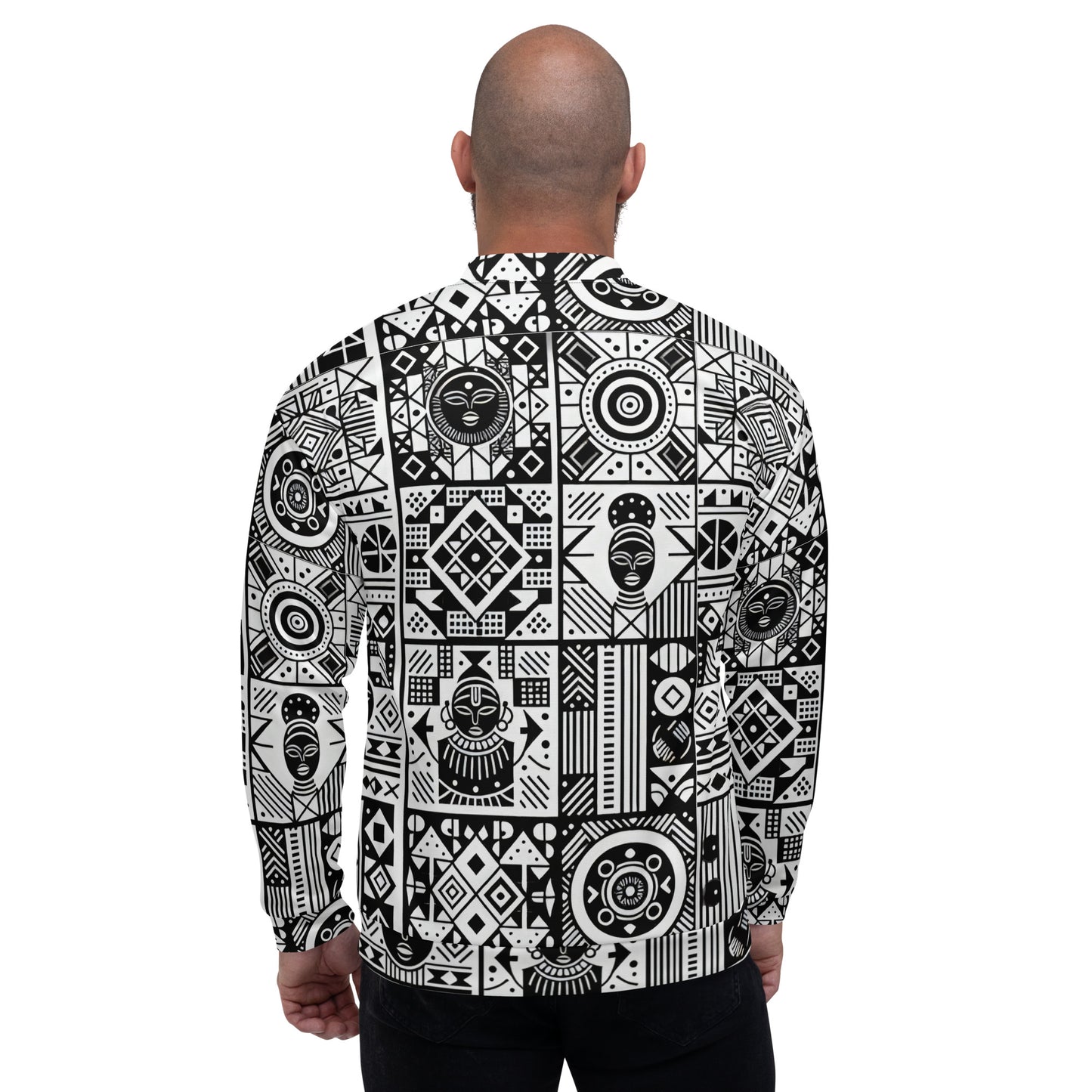 Black and White Tribal Unisex Bomber Jacket