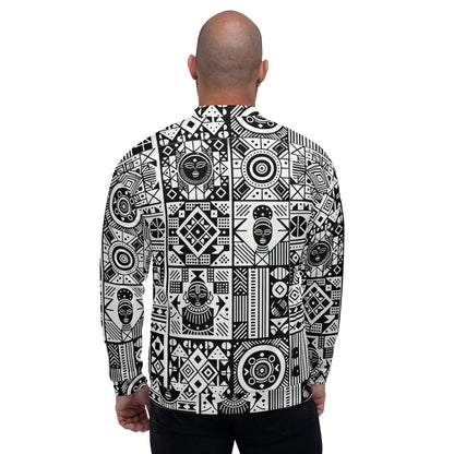 Black and White Tribal Unisex Bomber Jacket