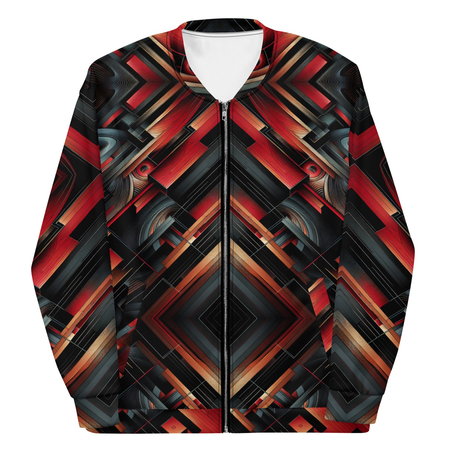 Red Abstract Print Unisex Bomber Jacket