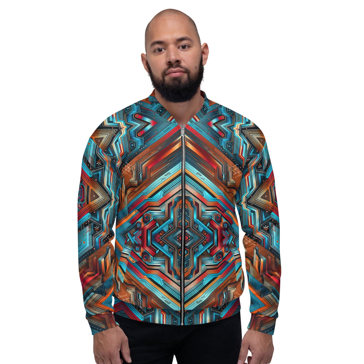 Blue Abstract Unisex Bomber Jacket