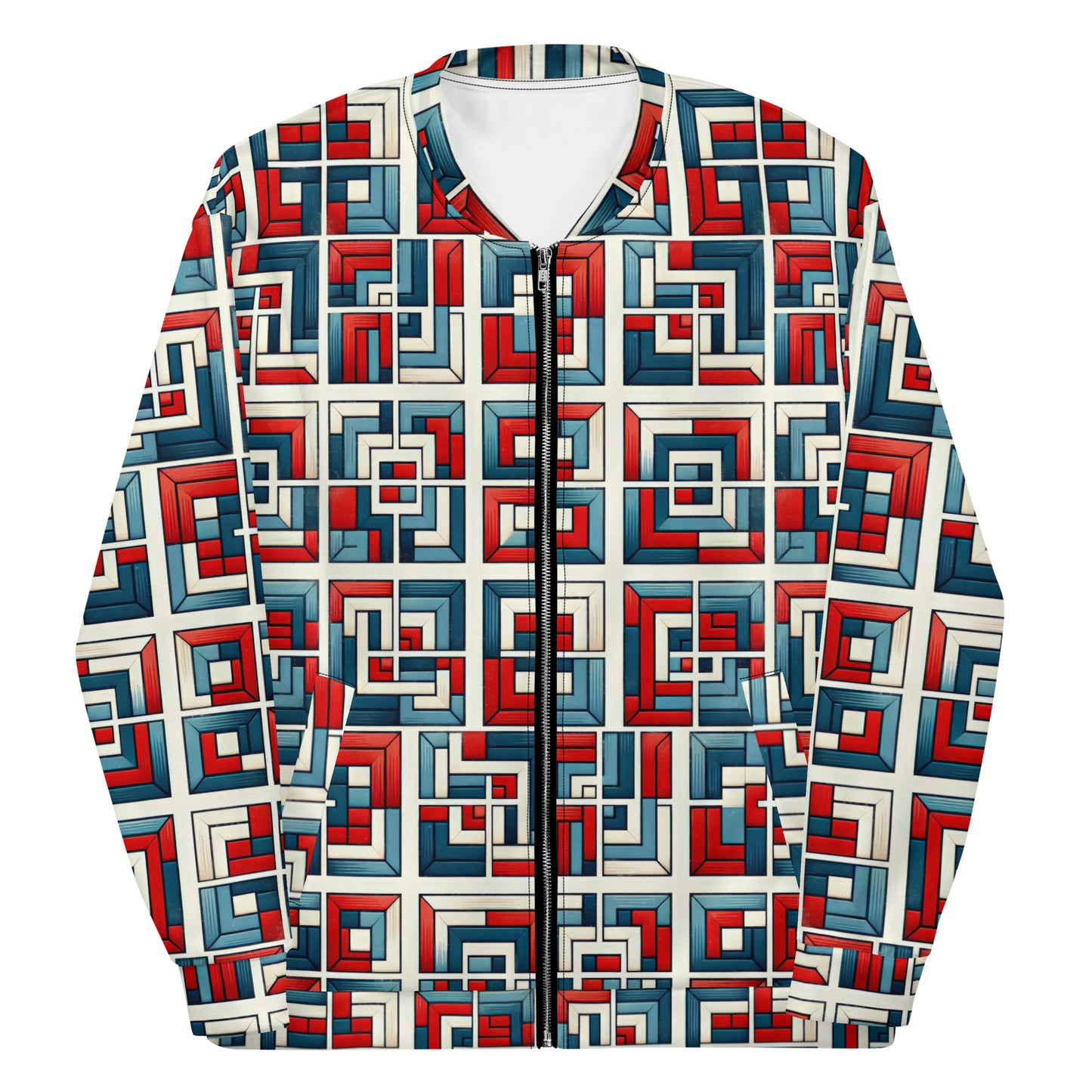 Red and Blue Unisex Bomber Jacket