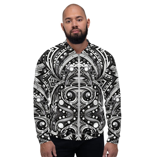 Black and White Abstract Unisex Bomber Jacket