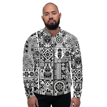 Black and White Tribal Unisex Bomber Jacket