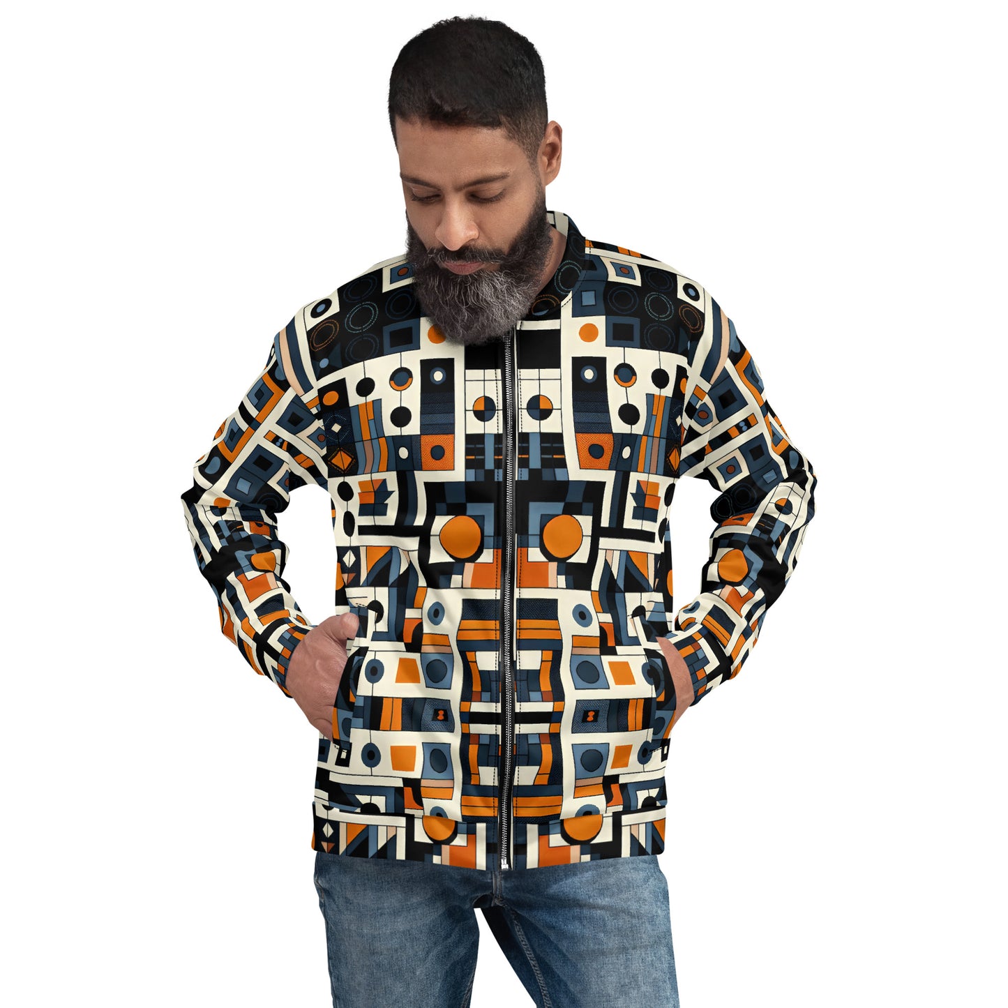 Geometric Abstract Unisex Bomber Jacket