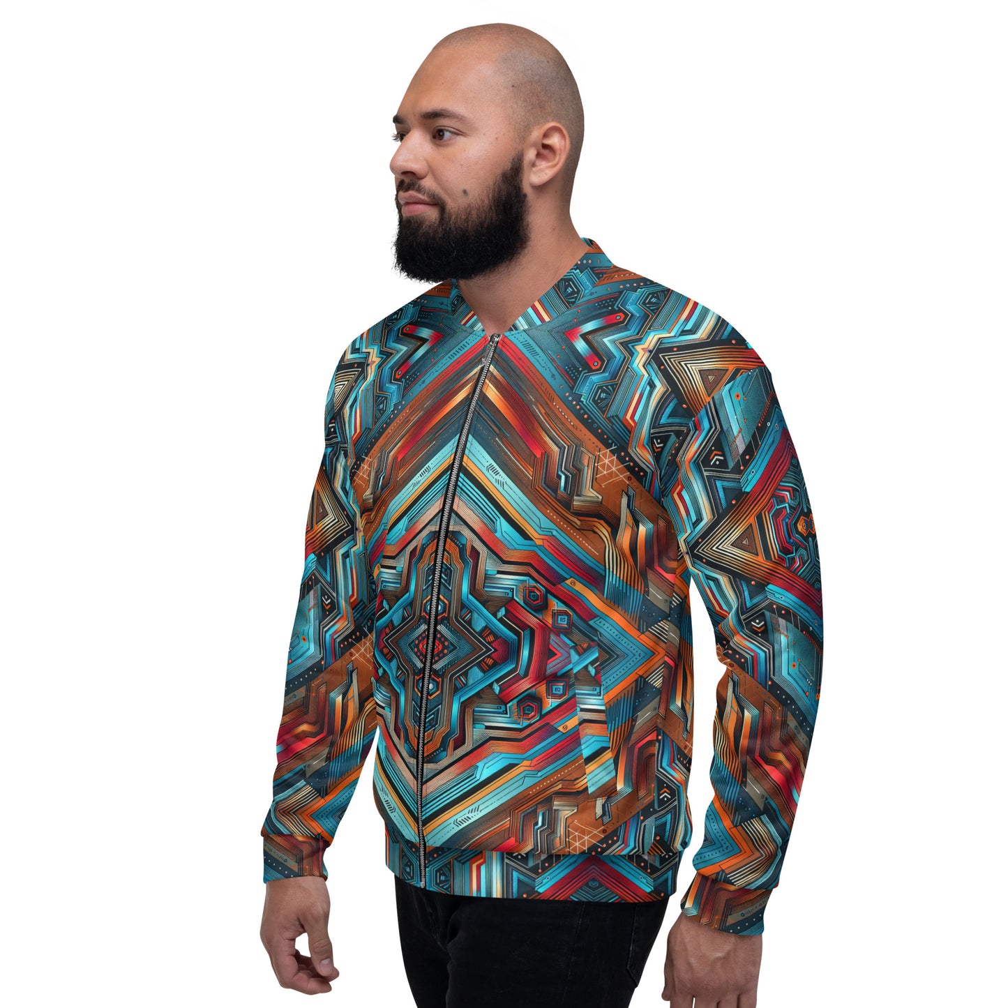 Blue Abstract Unisex Bomber Jacket