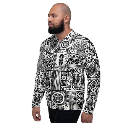 Black and White Tribal Unisex Bomber Jacket