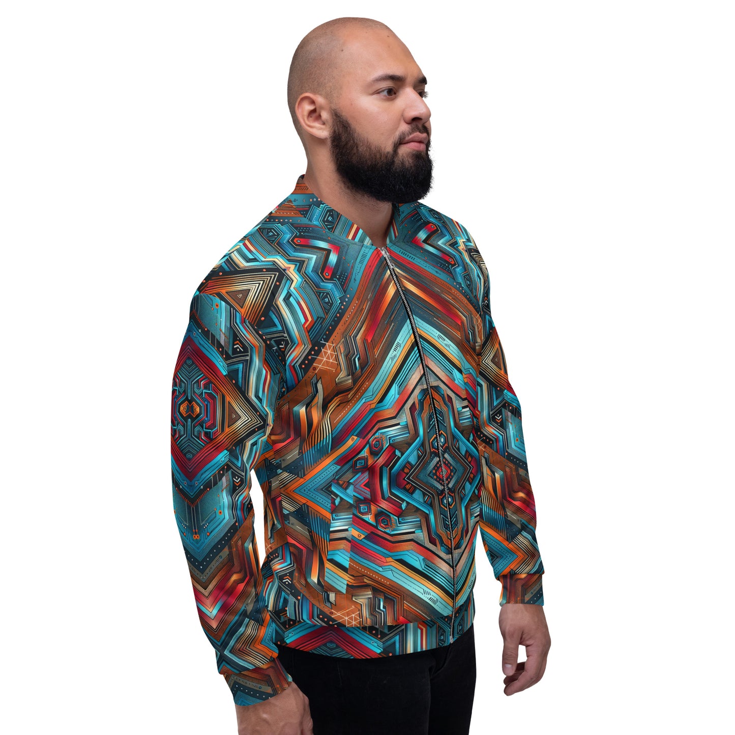 Blue Abstract Unisex Bomber Jacket