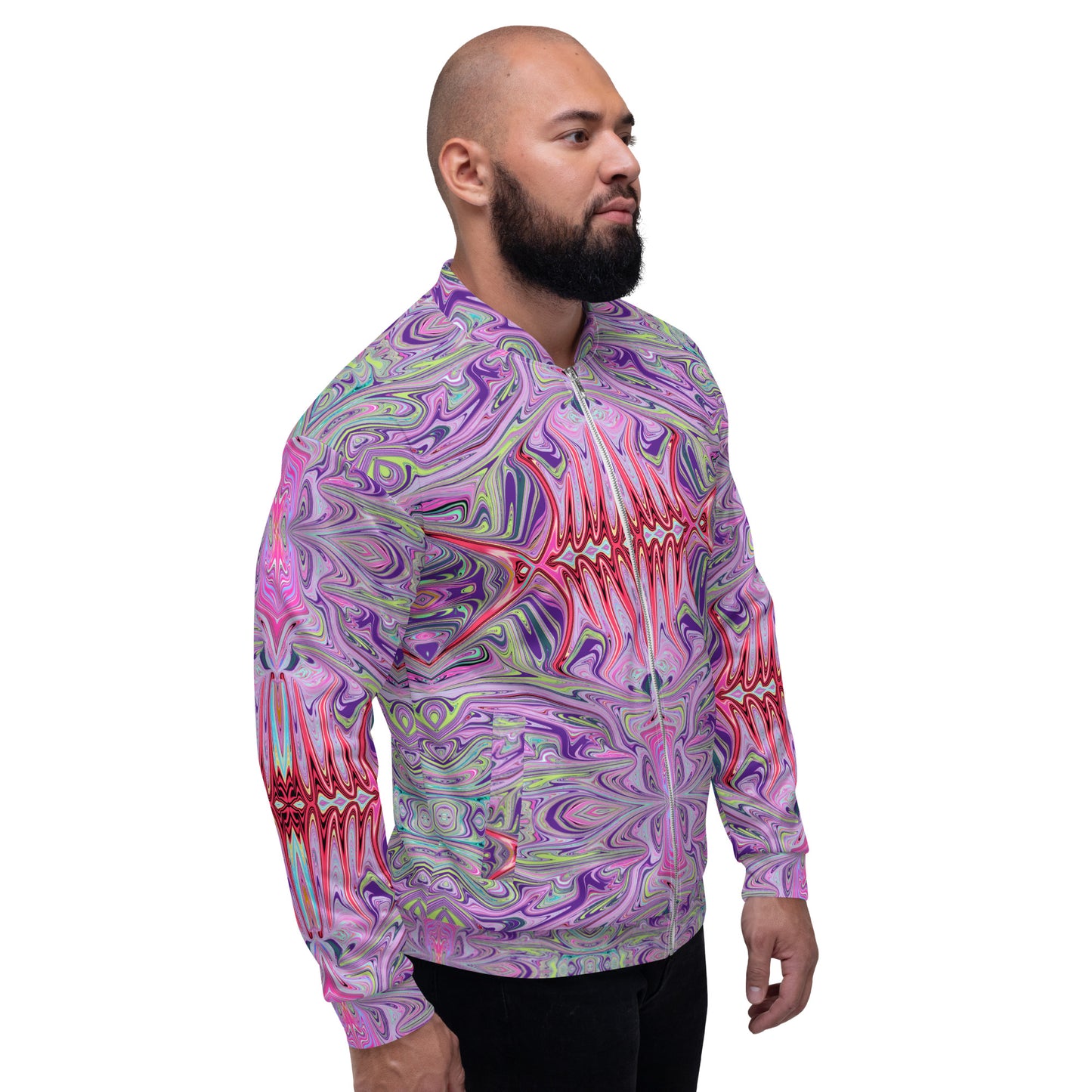 Warped Lavender Unisex Bomber Jacket