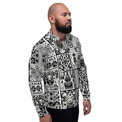 Black and White Tribal Unisex Bomber Jacket