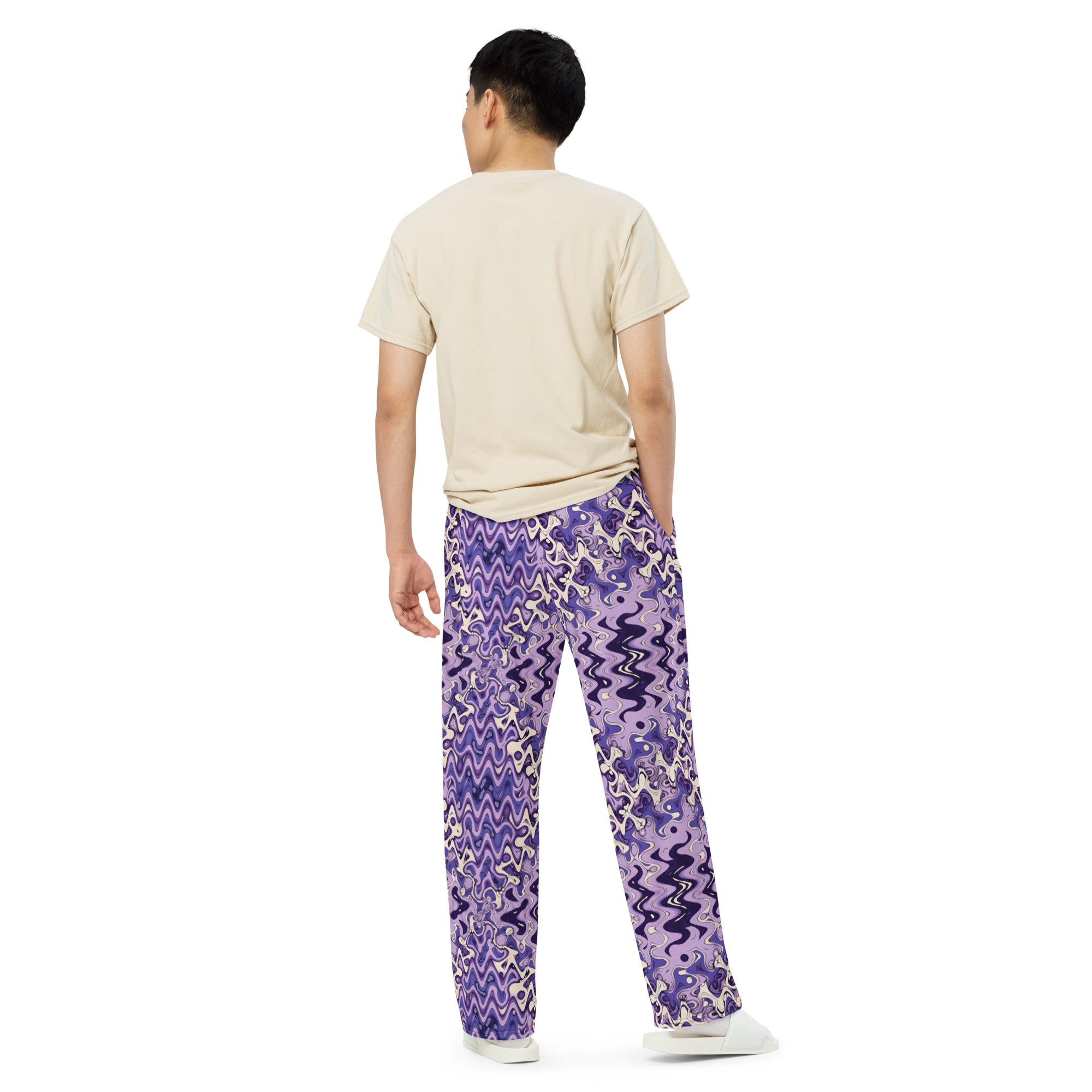 Lavender Wave All-over print unisex wide-leg pants