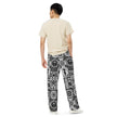 Black and White Tribal unisex wide-leg pants