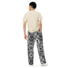 Black and White Tribal unisex wide-leg pants