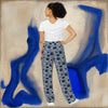 Cobalt Blue Floral  unisex wide-leg pants