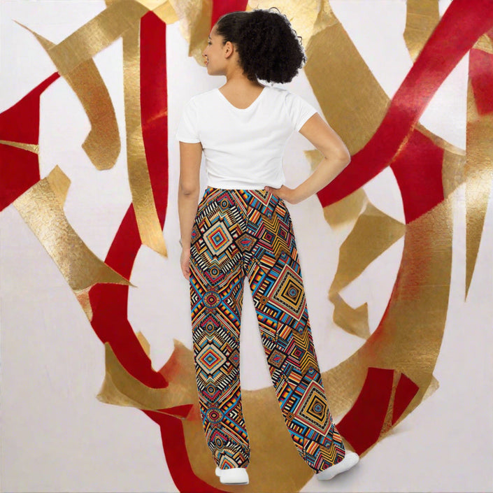 Ethnic Abstract Print unisex wide-leg pants