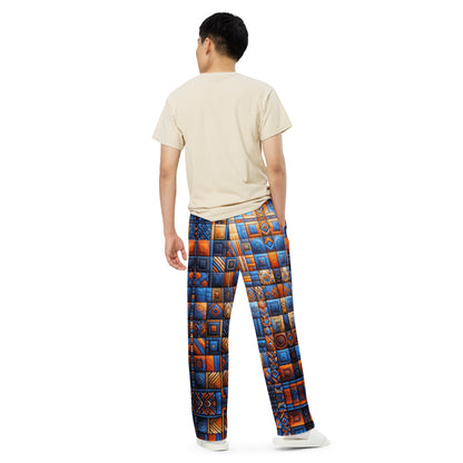 Fall Squares unisex wide-leg pants