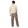 Blue and Burnt Orange unisex wide-leg pants