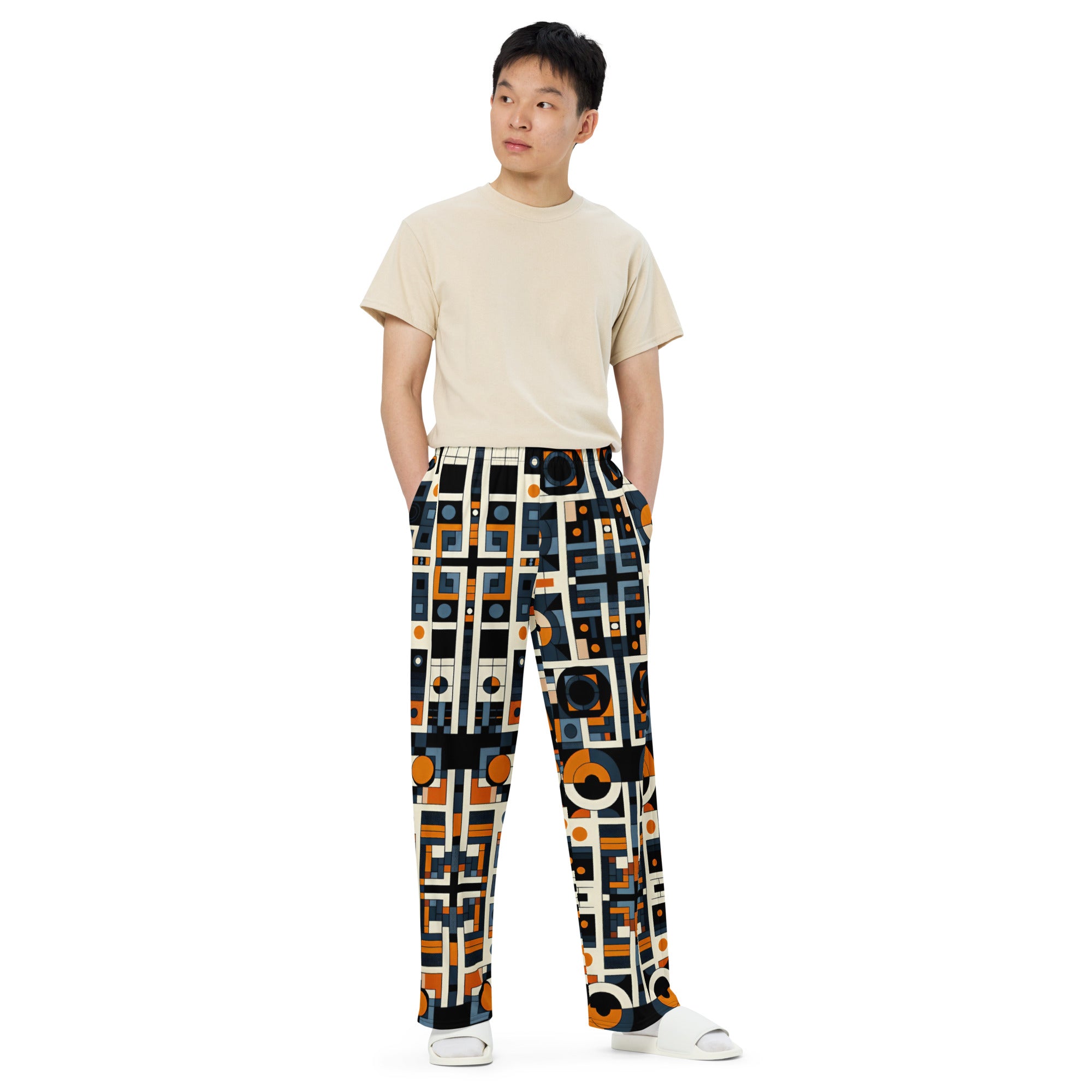 Geometric Abstract unisex wide-leg pants