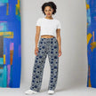 Cobalt Blue Floral  unisex wide-leg pants