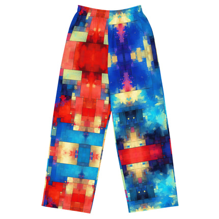 Color Block Abstract  unisex wide-leg pants