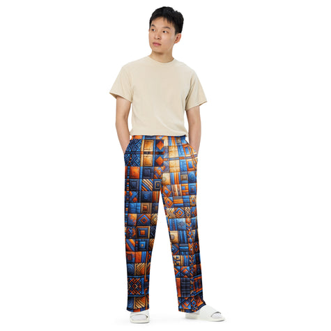 Fall Squares unisex wide-leg pants