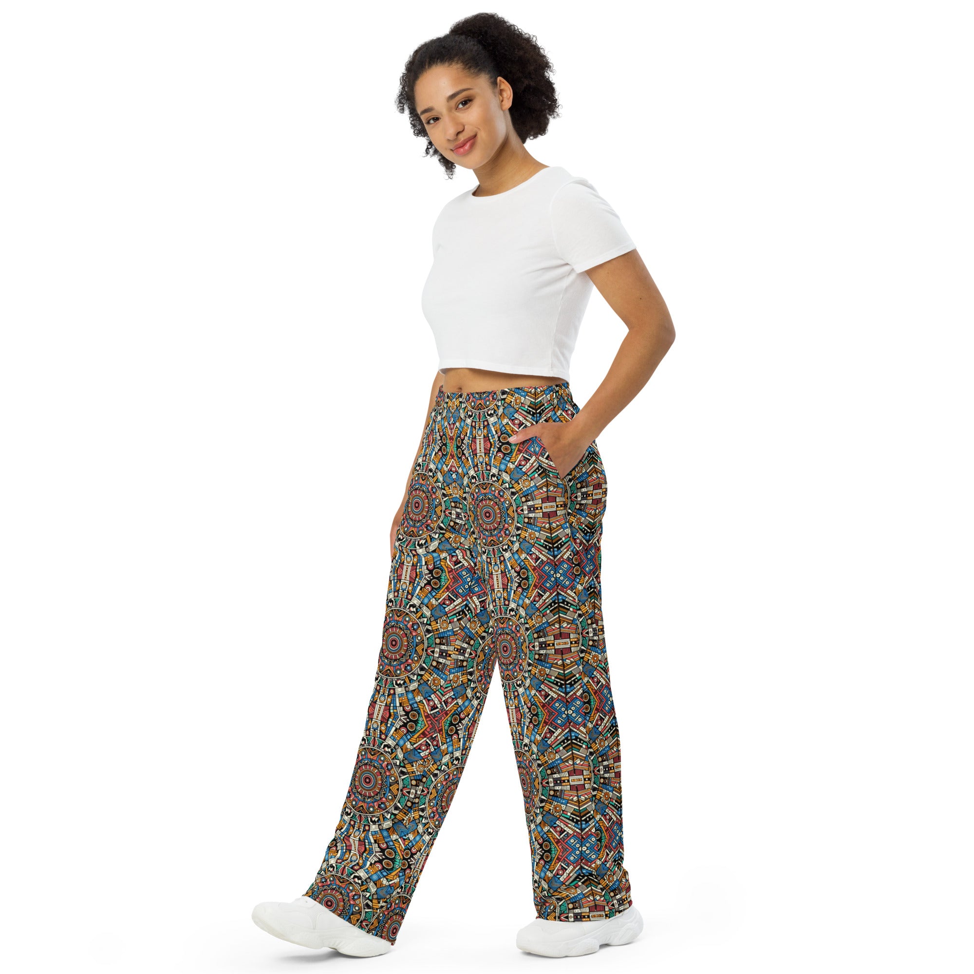 Abstract Kaleidoscope unisex wide-leg pants