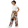 Abstract Face unisex wide-leg pants