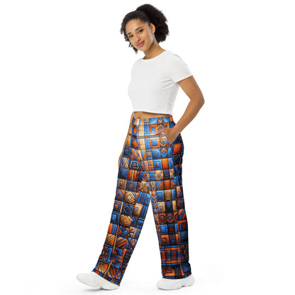 Fall Squares unisex wide-leg pants