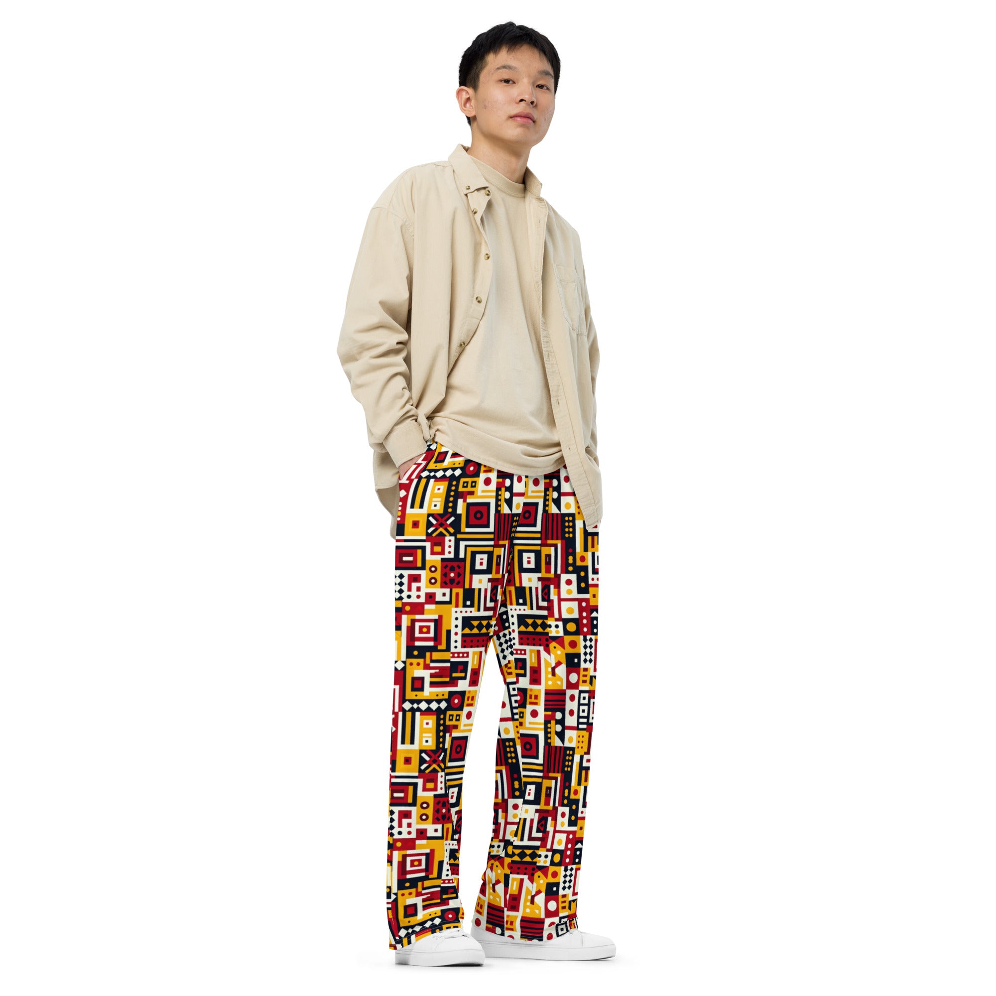 Abstract Boxes unisex wide-leg pants