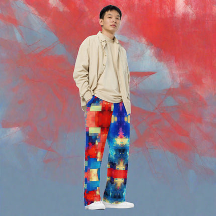 Color Block Abstract  unisex wide-leg pants