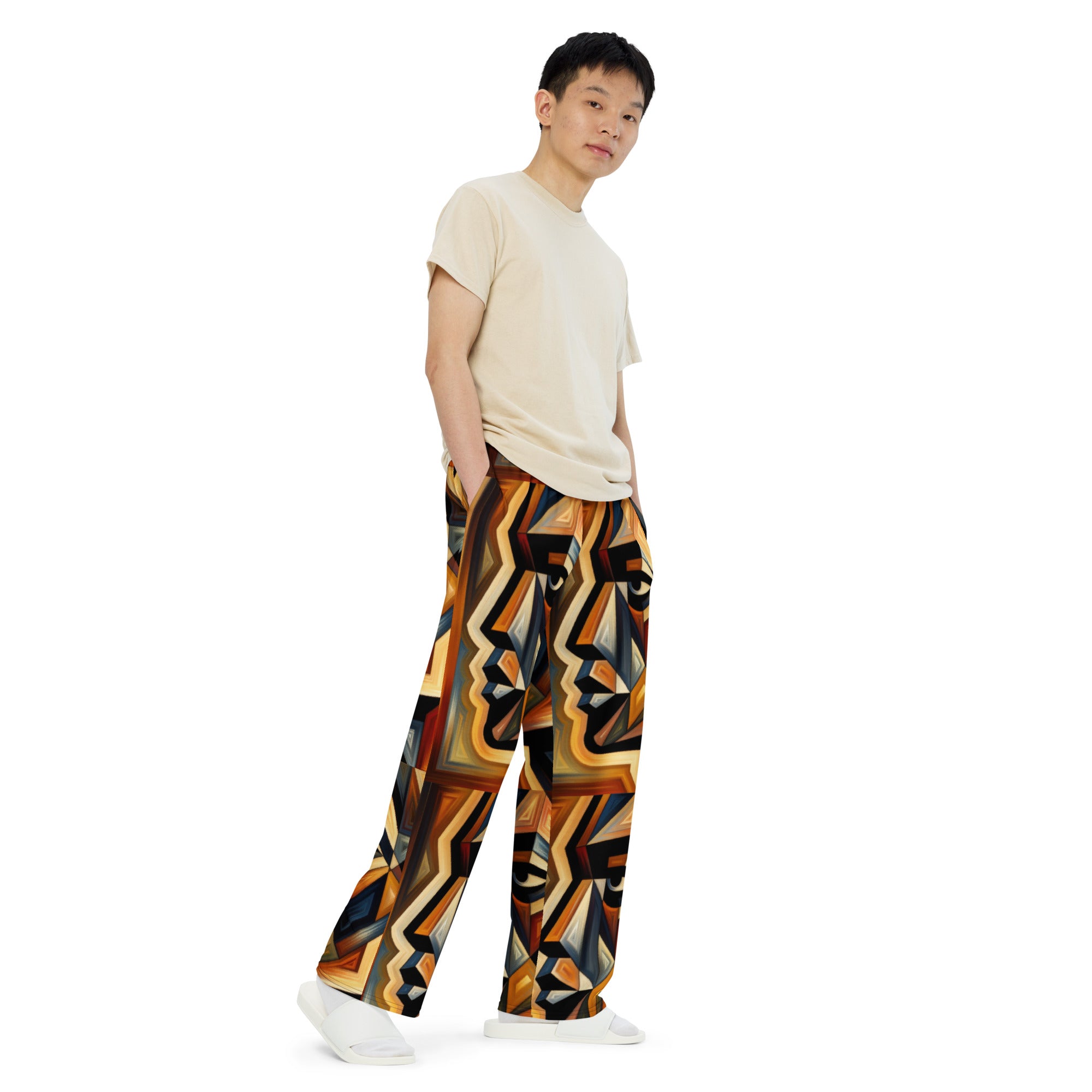 Geo Man unisex wide-leg pants