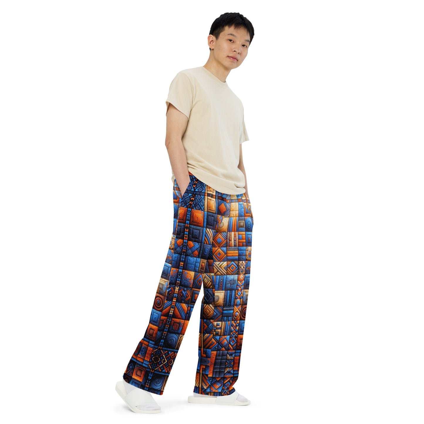 Fall Squares unisex wide-leg pants