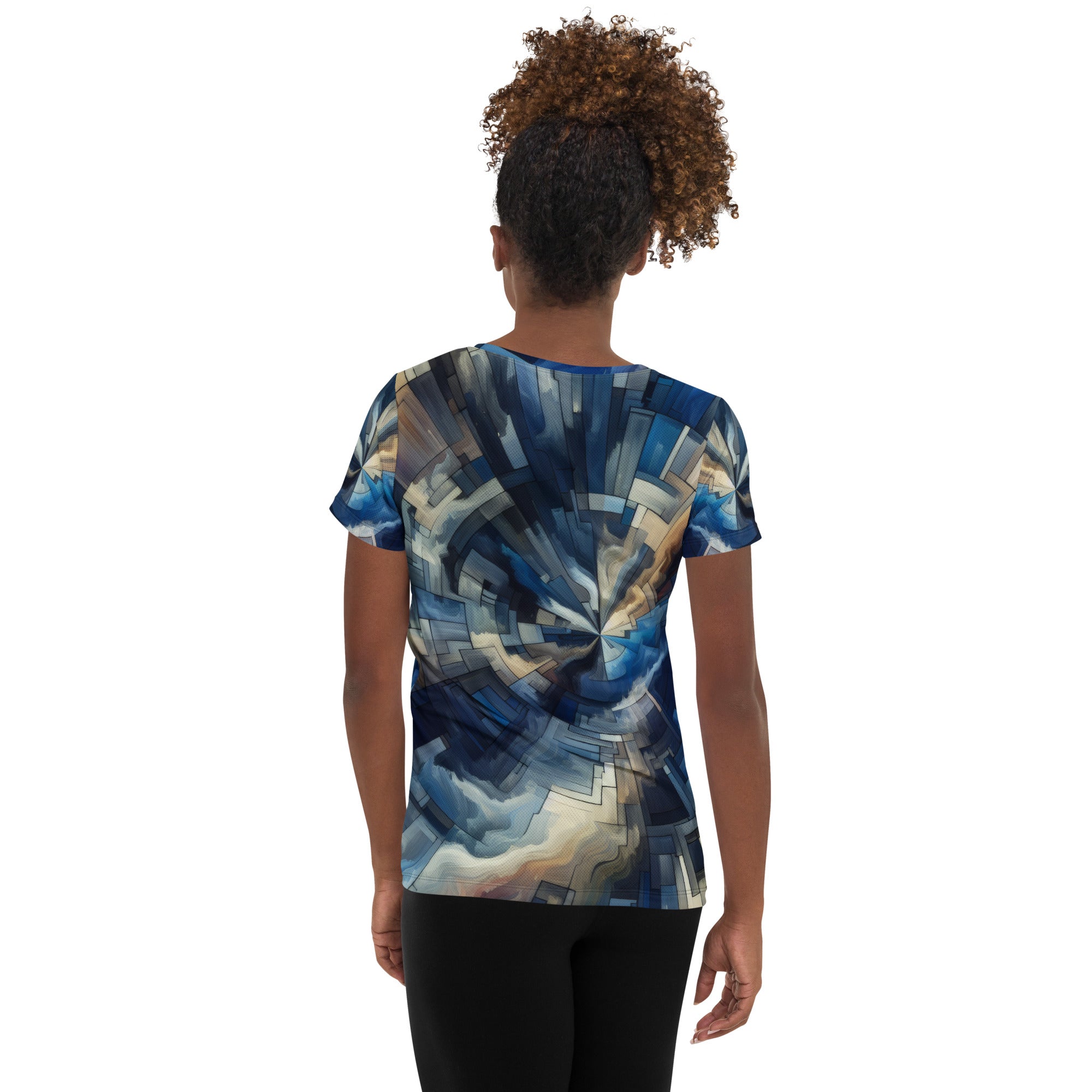 Blue Abstract Distortion Women's Athletic T-shirt