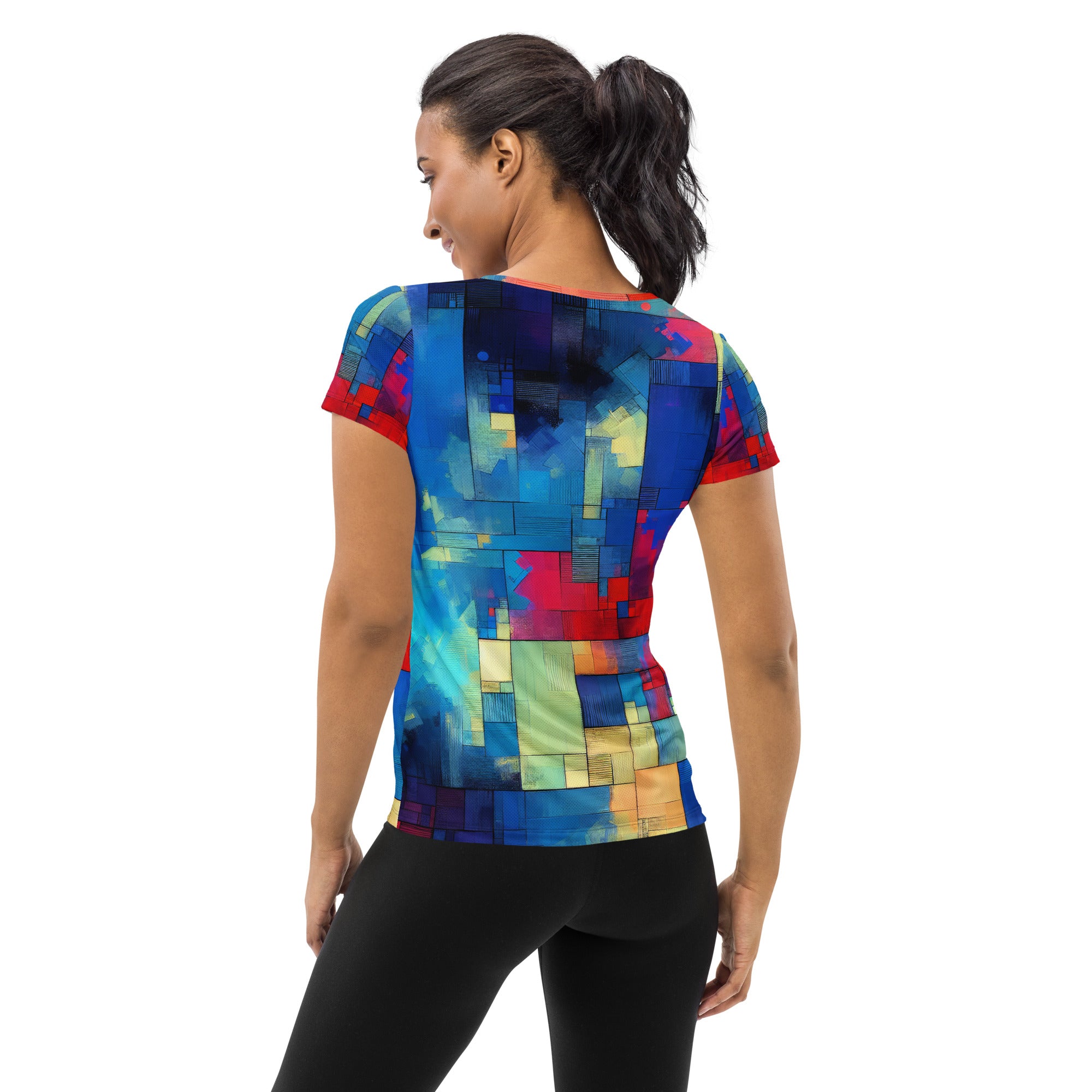 Color Block Abstract Women's Athletic T-shirt