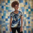 Blue Abstract Distortion Women's Athletic T-shirt