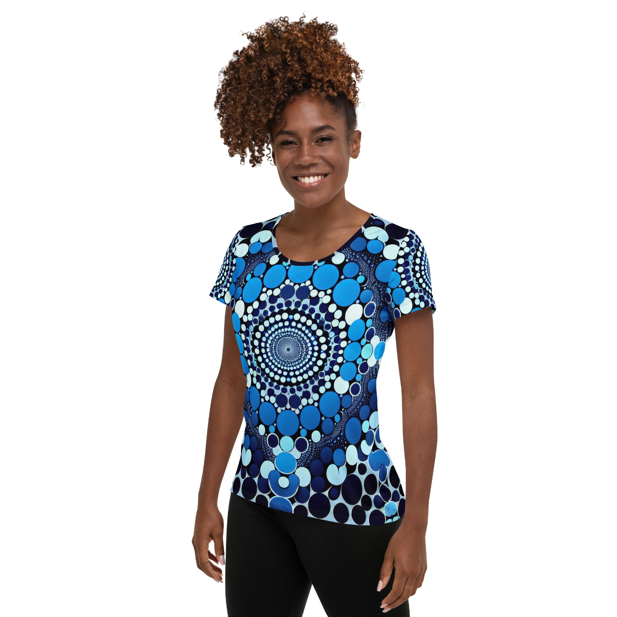 Blue Dots All-Over Print Women's Athletic T-shirt