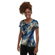 Blue Abstract Distortion Women's Athletic T-shirt