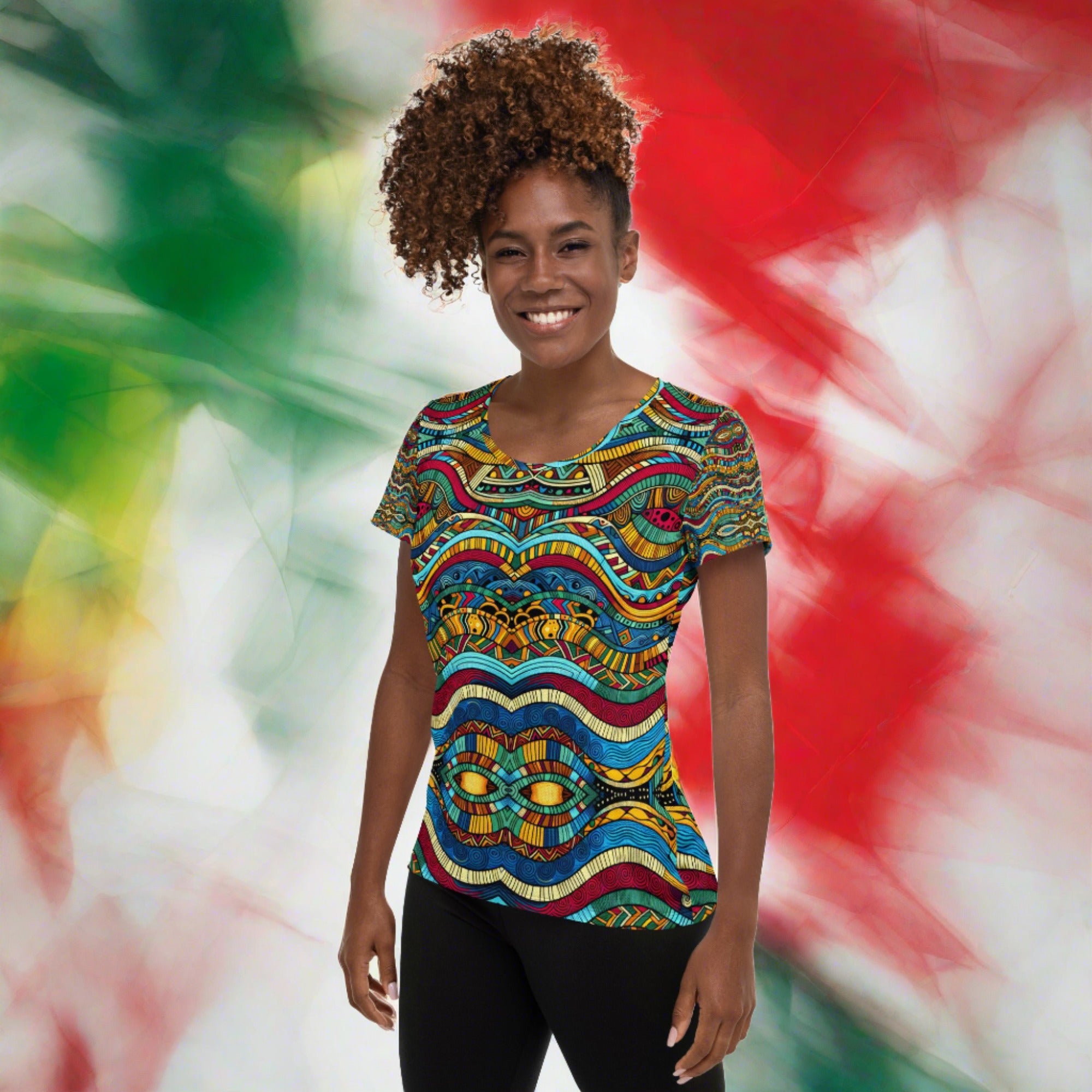 Ethnic Print Women's Athletic T-shirt