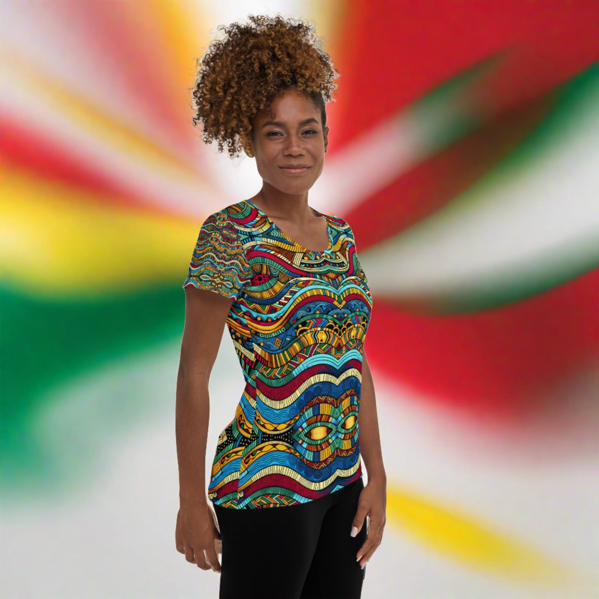 Ethnic Print Women's Athletic T-shirt