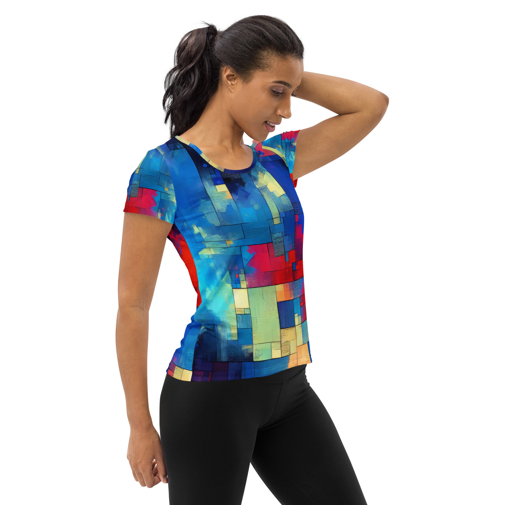 Color Block Abstract Women's Athletic T-shirt