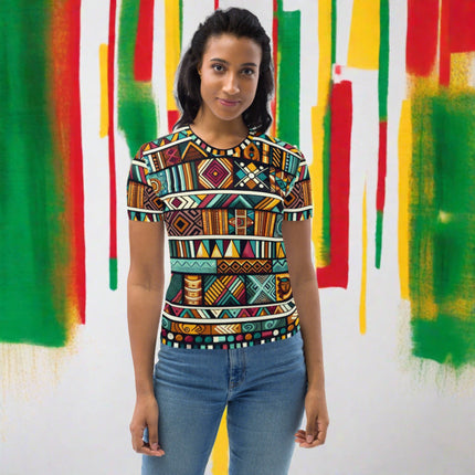 Multicolor Ethnic Print Women's T-shirt