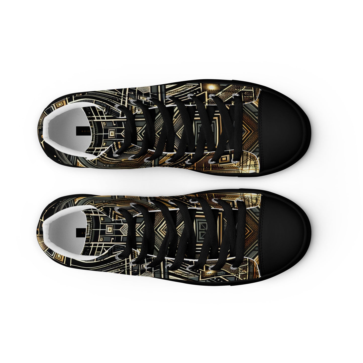 Black and Gold Men’s high top canvas shoes