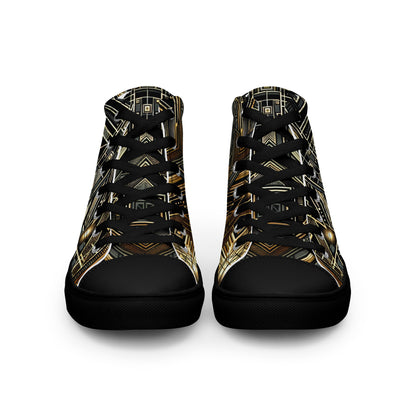 Black and Gold Men’s high top canvas shoes