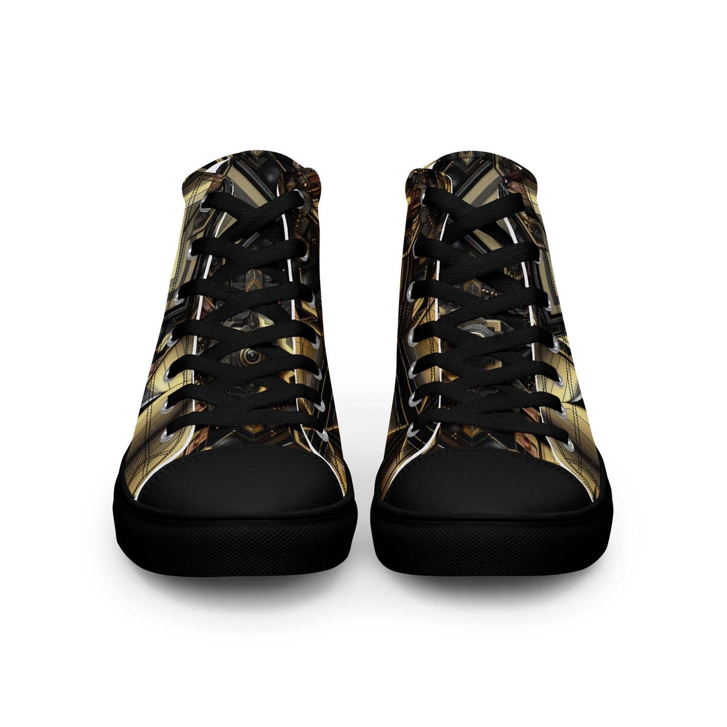 Black and Gold Men’s high top canvas shoes