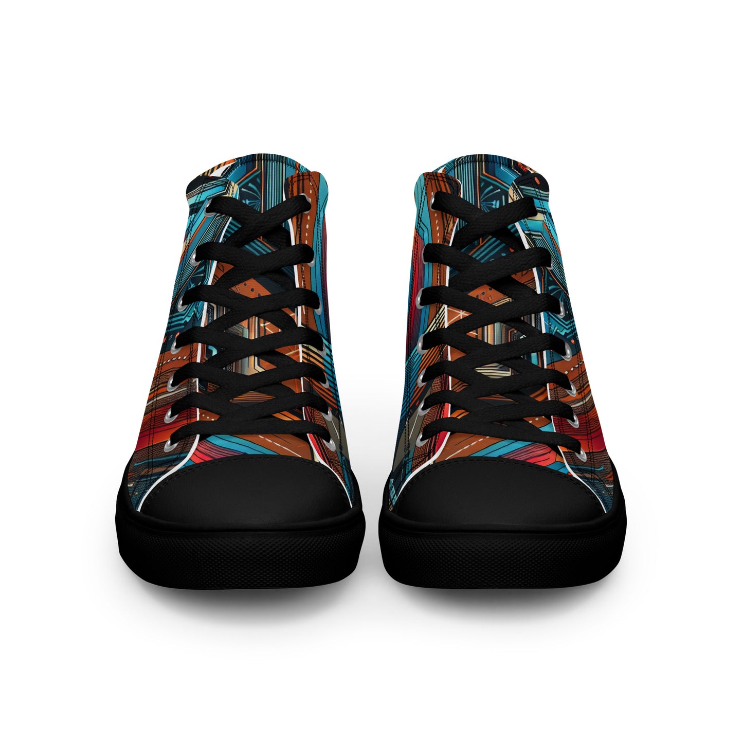 Blue Abstract Men’s high top canvas shoes