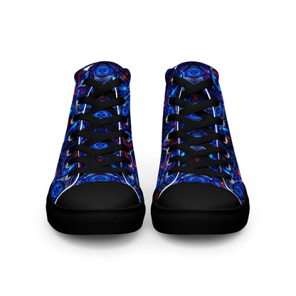 Blue Lights Men’s high top canvas shoes