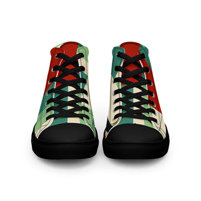 Multi Color Block Abstract Men’s high top canvas shoes