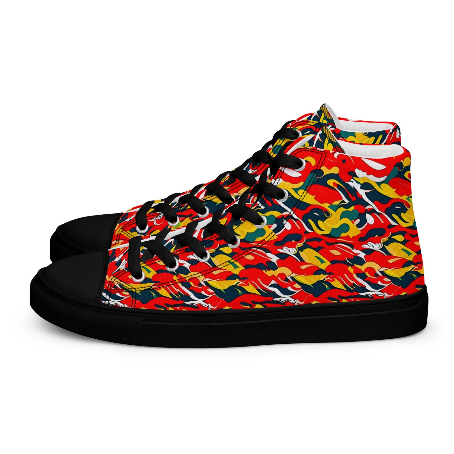 Red Camo Men’s high top canvas shoes