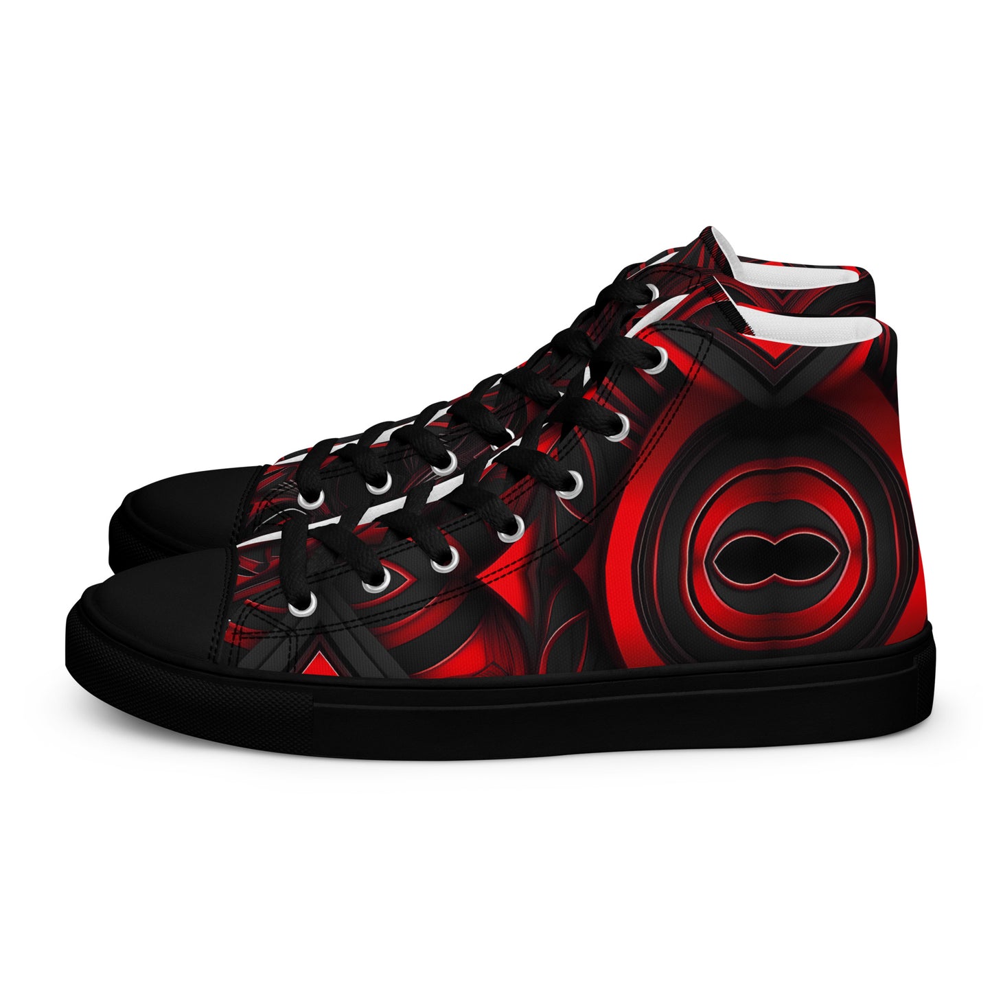 Red and Black Men’s high top canvas shoes