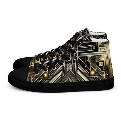 Black and Gold Men’s high top canvas shoes