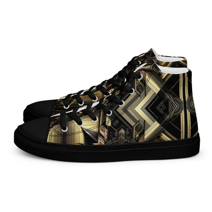 Black and Gold Men’s high top canvas shoes